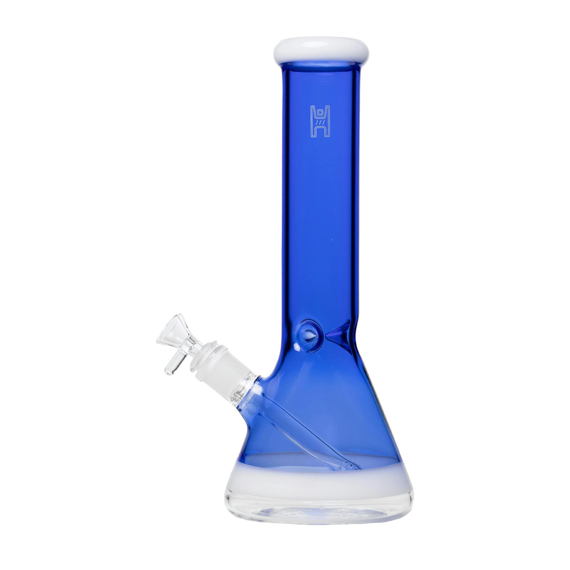 Beaker Bong 12in White & Blue