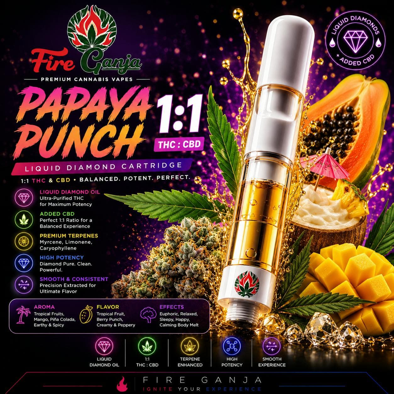 Papaya Punch 1:1 - (Liquid Diamond) Cartridge