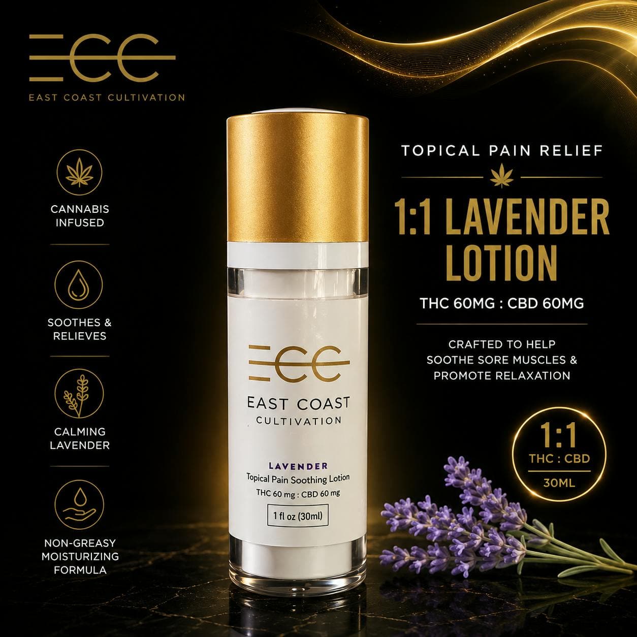 Lavender 1:1 lotion (120mgTHC/120mgCBD) with Refill