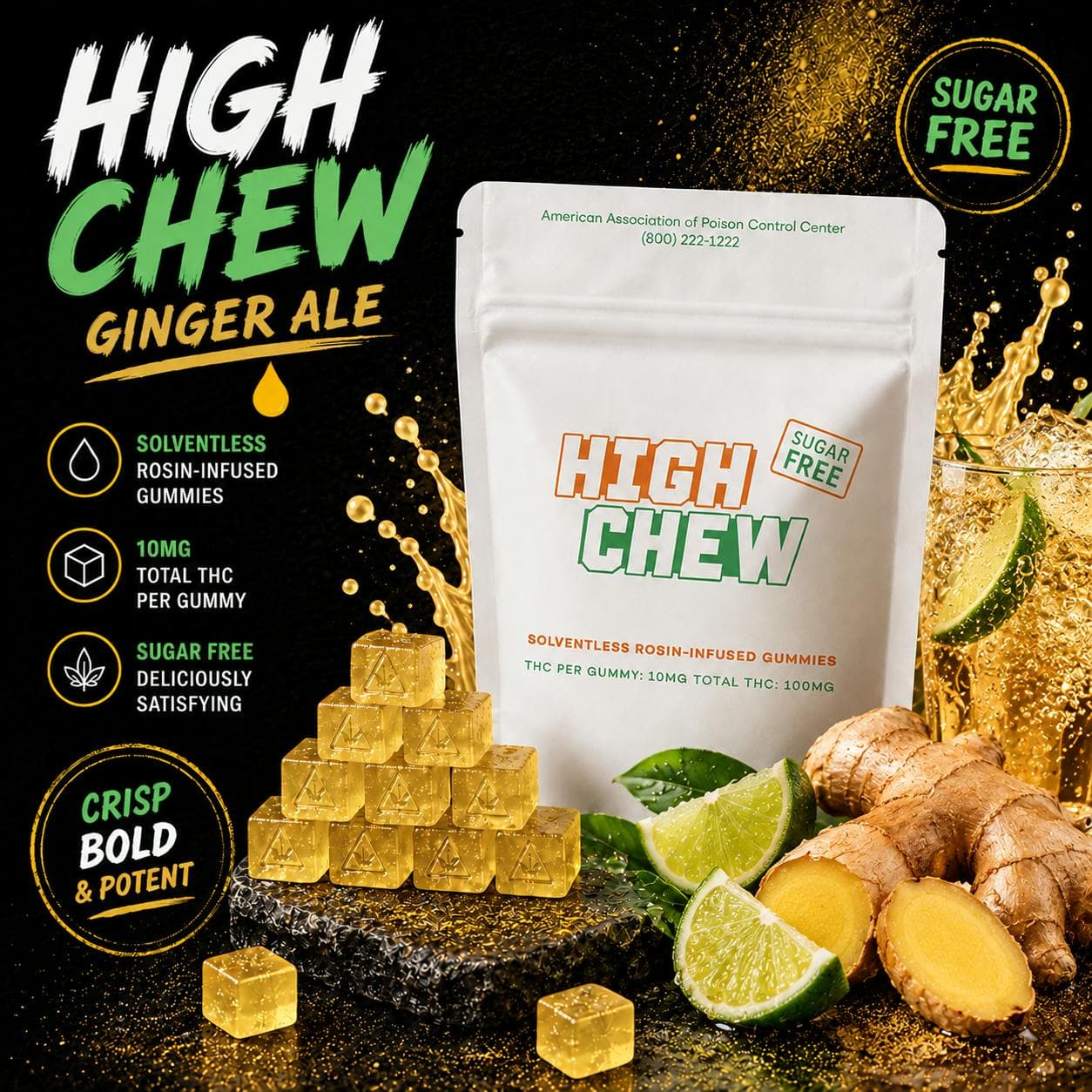 Ginger Ale High Chew - 10mg x 10pk (Sugar Free) Gummies