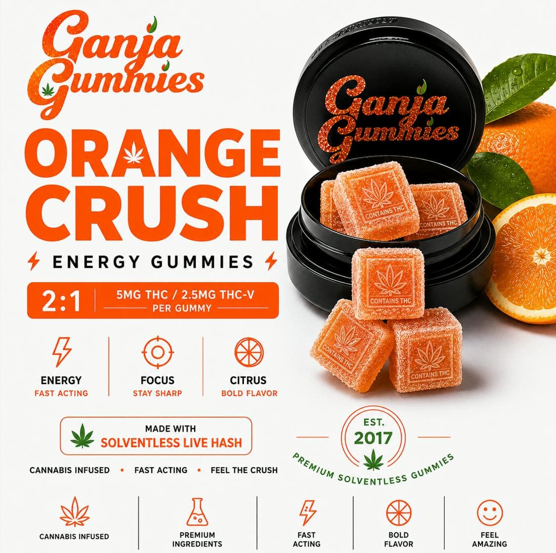 Orange Crush Energy Gummies - 5mg 20pk