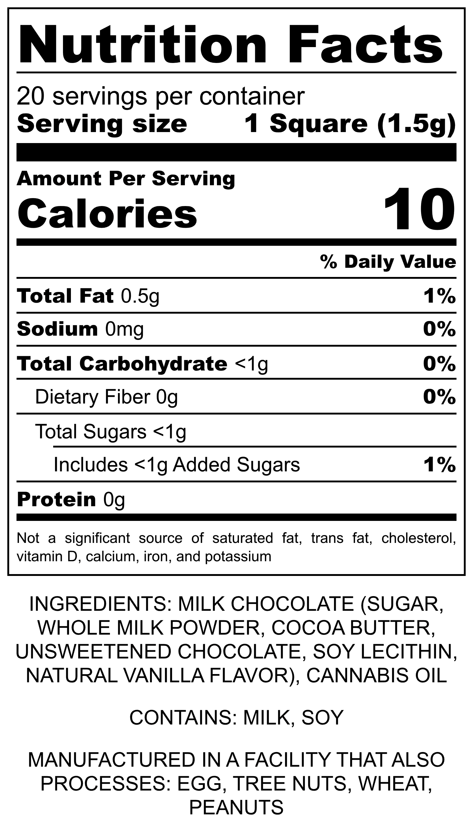 Milk Chocolate Bar - 5mg 20pc