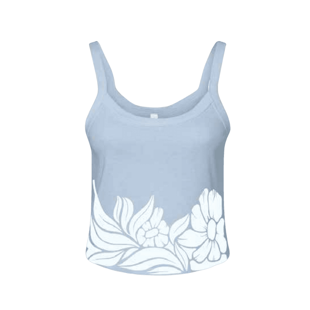 Floral Tank Top - Baby Blue - L