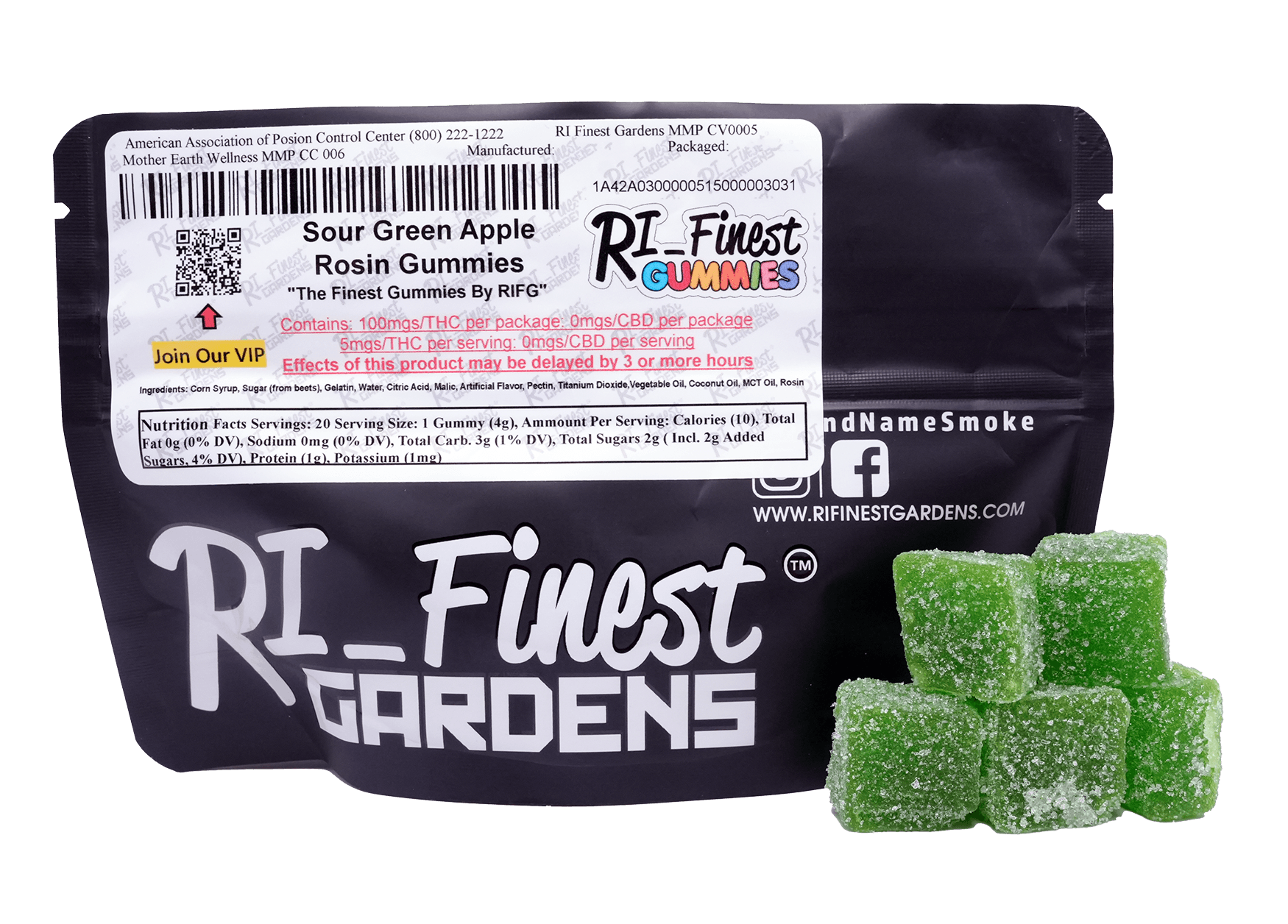 Sour Green Apple Rosin Gummies - 5mg 20pk - R179