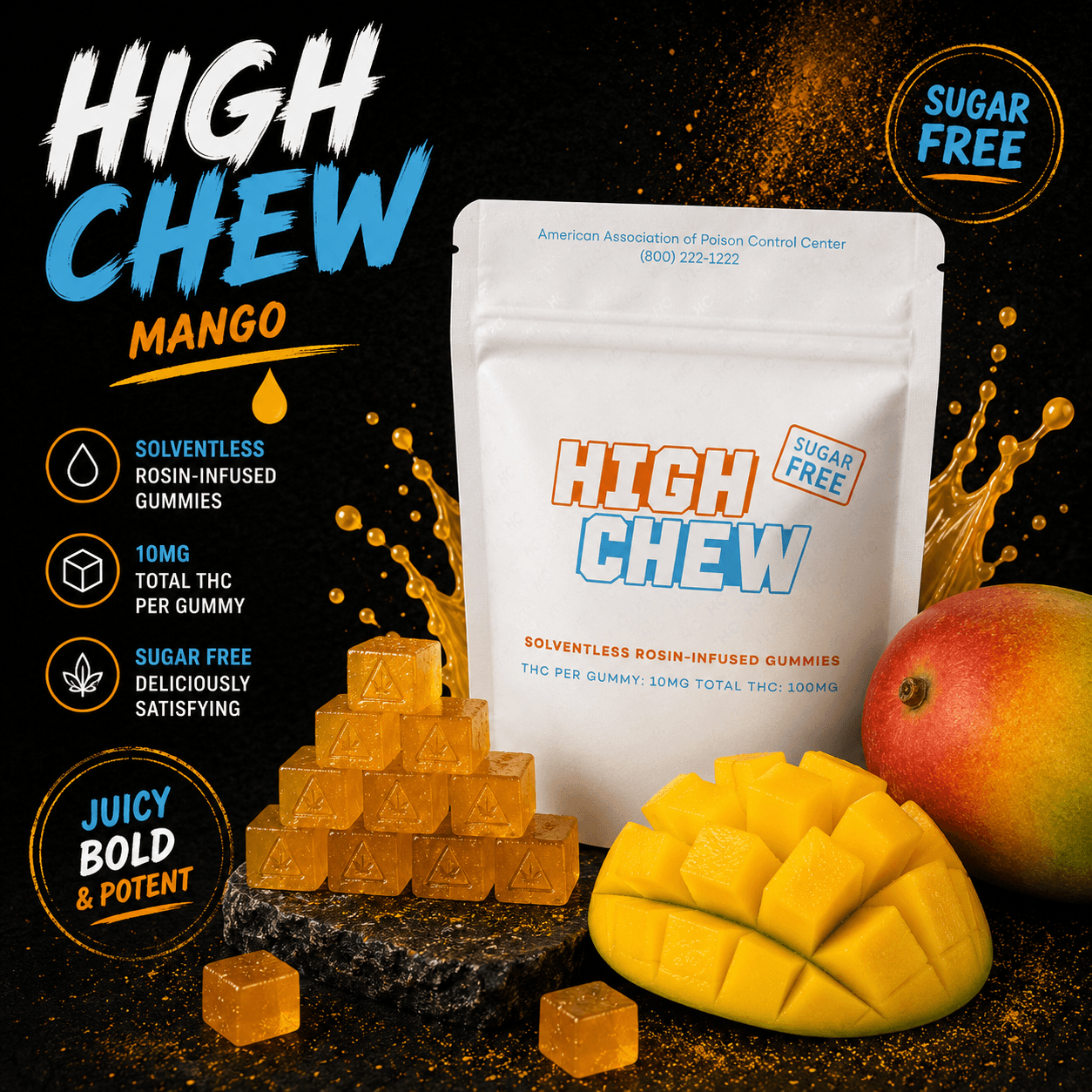 Mango Sugar Free Rosin Gummies- 10mg 10pk