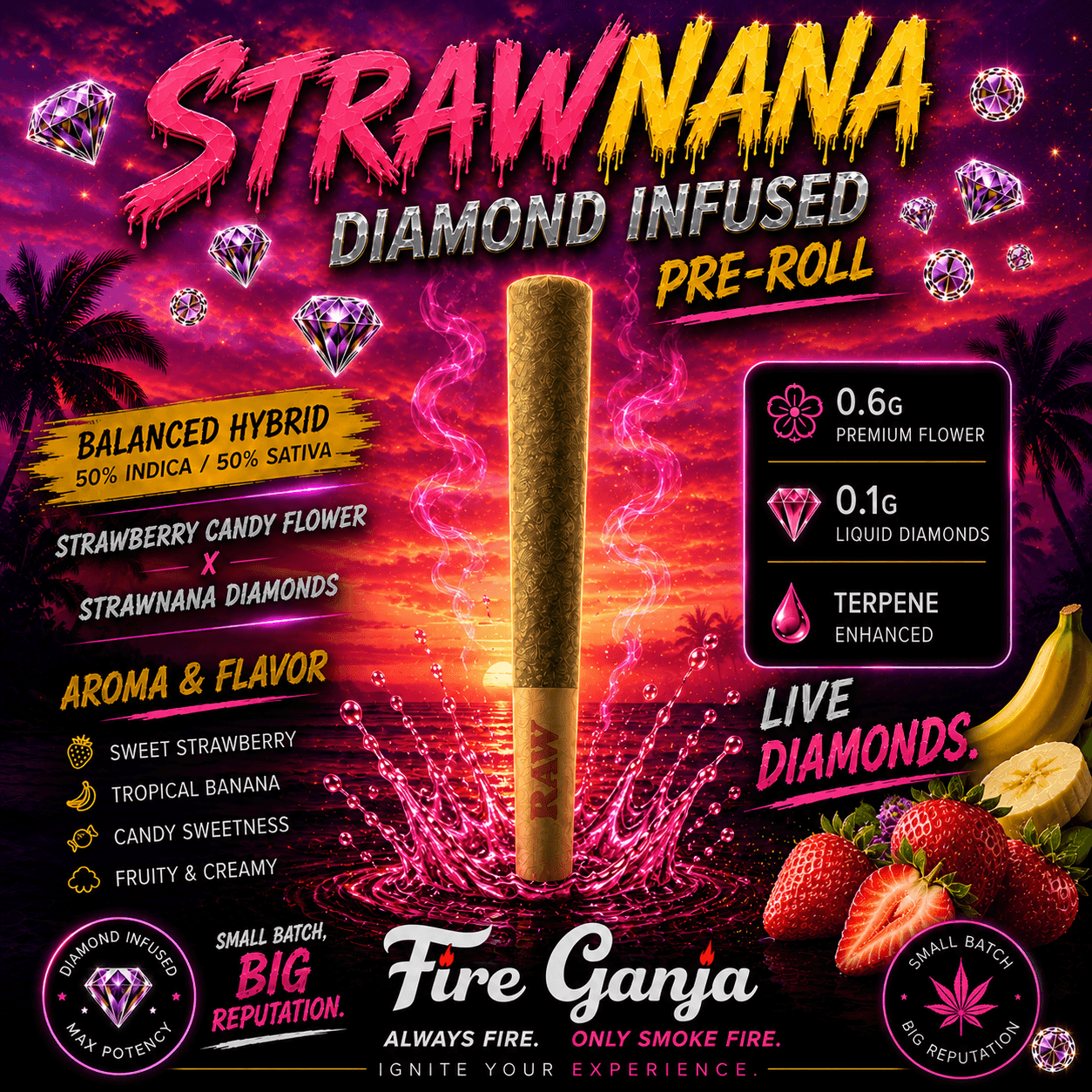 Strawnana | Liquid Diamond Infused Preroll