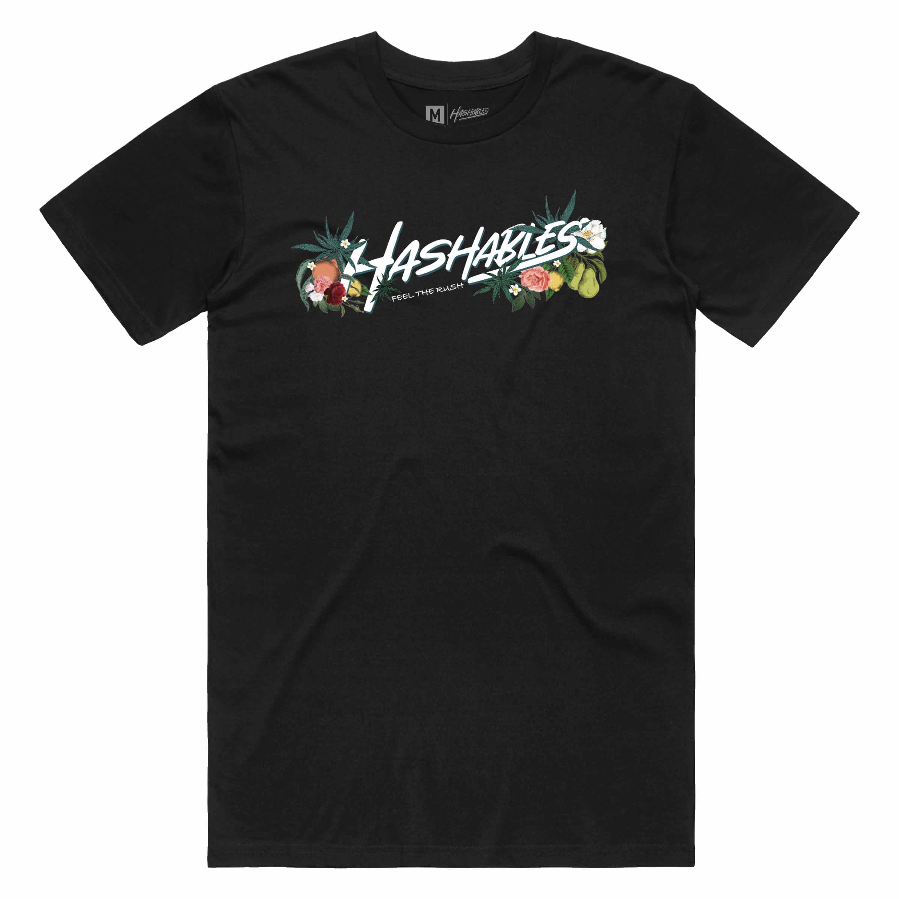 Hashables | Fruits & Flowers | Black | T-Shirt | M