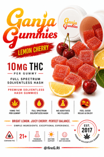 Lemon Cherry - Full Spectrum Ice Water Hash Gummies - 10mg 10pk