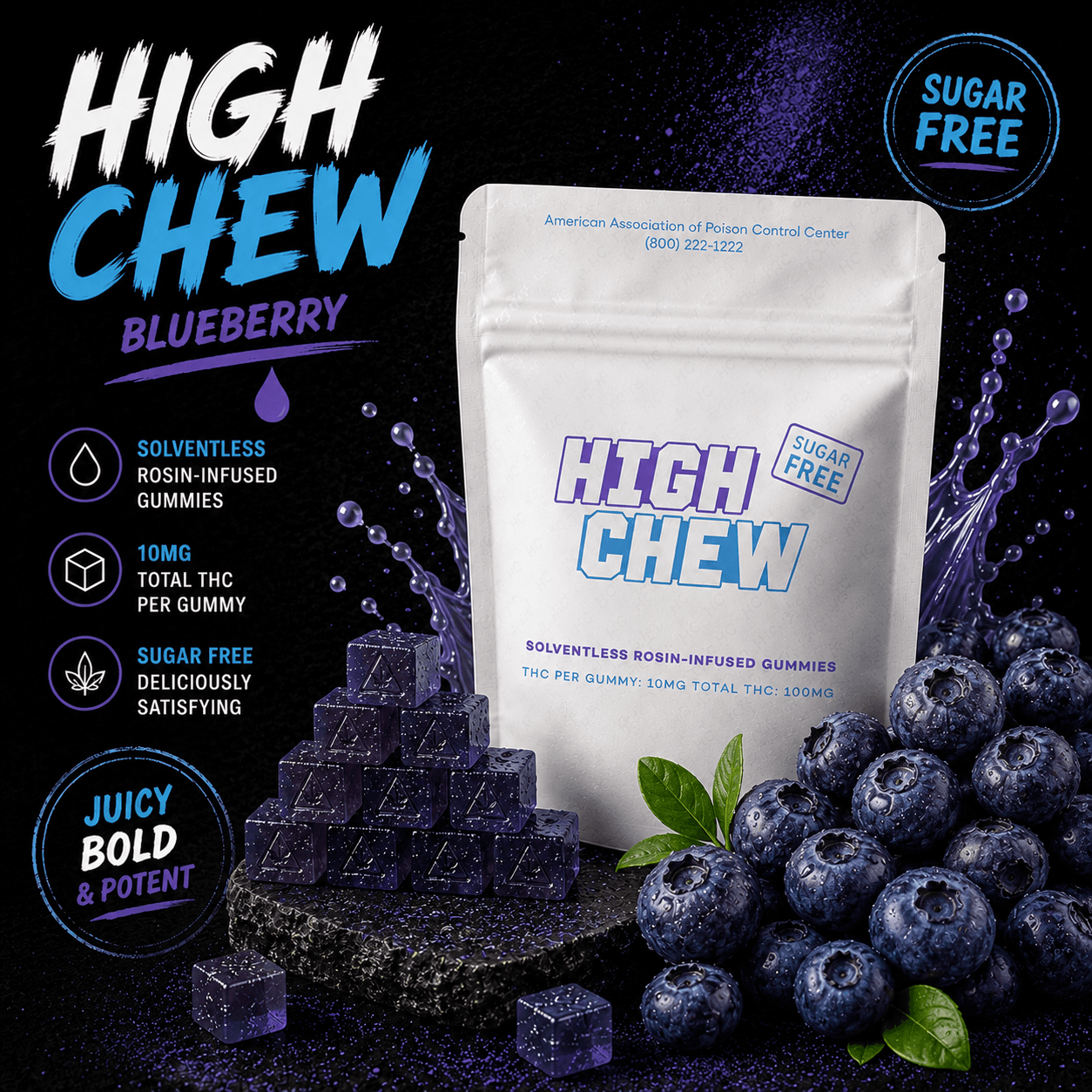 Blueberry Sugar Free Rosin Gummies - 10mg 10pk