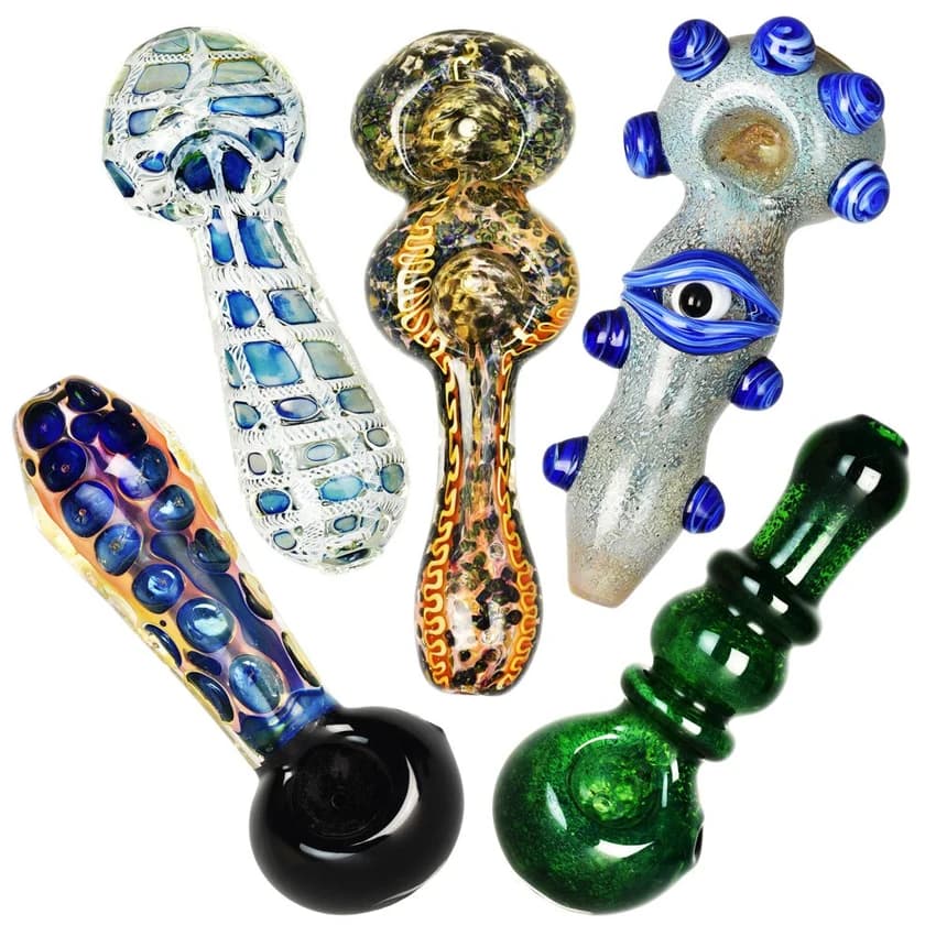 Heavy Worked Glass Spoon Pipe | 4" to 6"