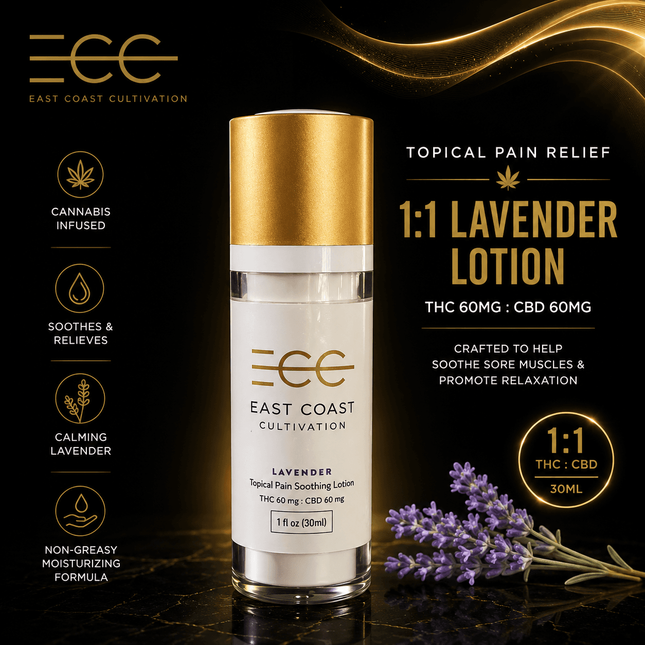 1:1 THC/CBD Lavender Body Lotion Refillable - 2oz