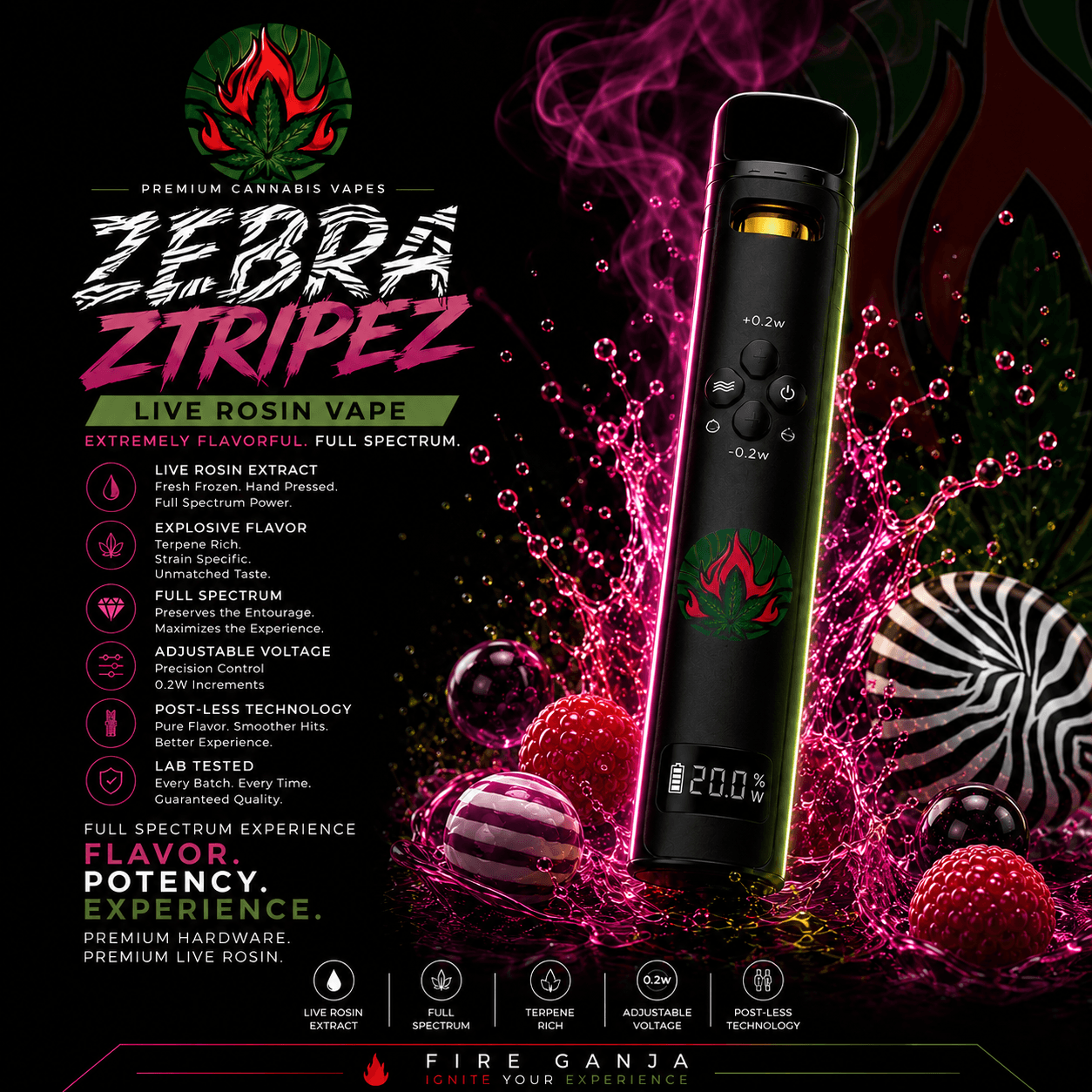 Zebra Ztripez | Live Rosin Disposable Vape