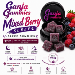 1:1:1 CBD/CBN/THC Ganja Sleep Mixed Berry  Ice Water Hash Gummies  - 10mg 10pk