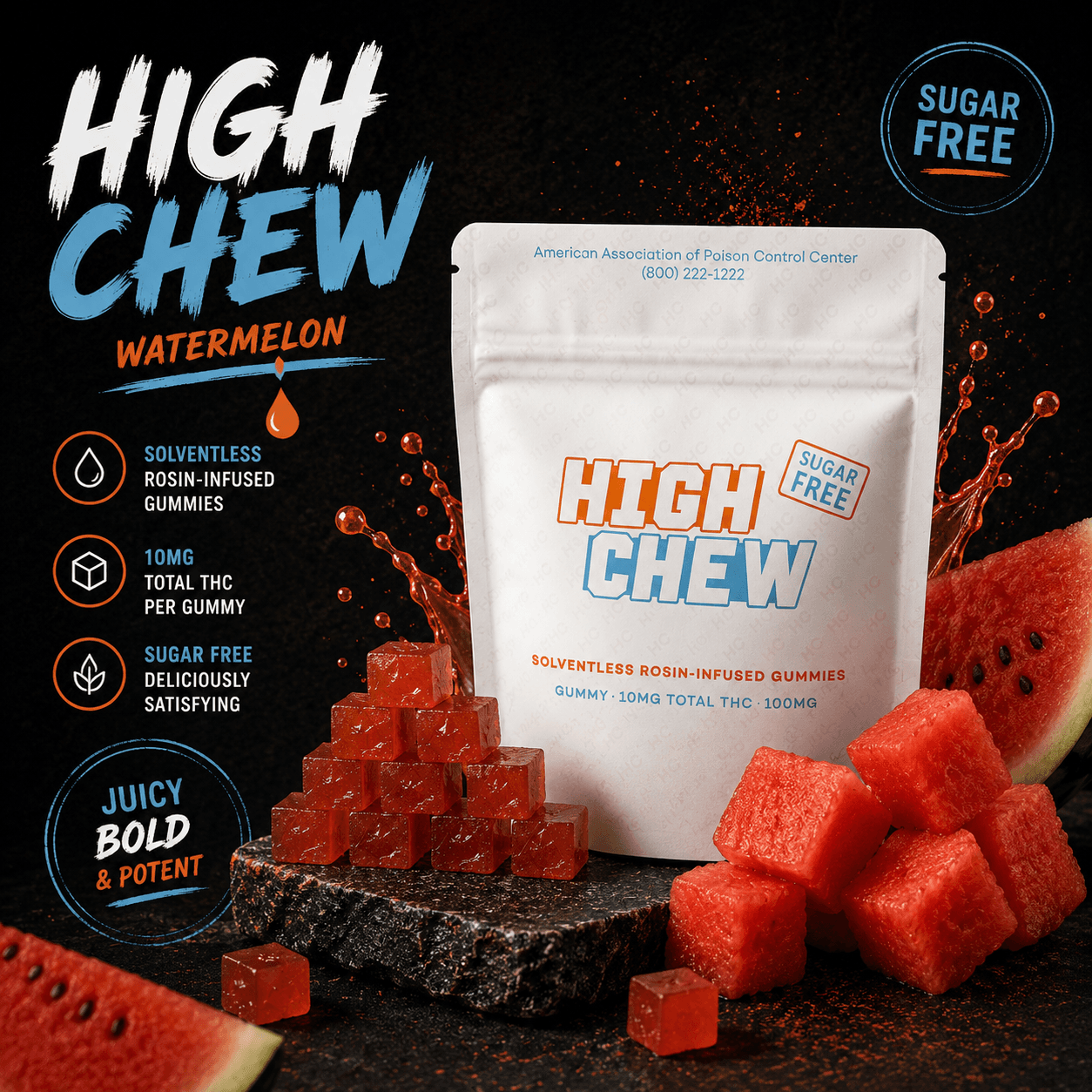 Watermelon | Sugar Free Rosin Gummies | 10pk | 100mg