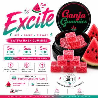 Excite by Ganja Gummies 1:1:1 ( THC/CBC/CBG) {20 pk}