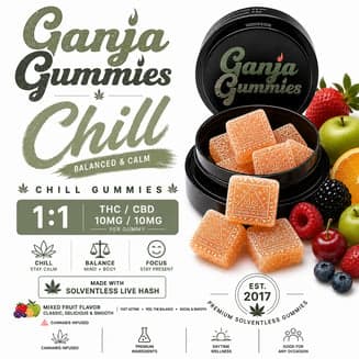 Ganja Gummies Chill 1:1 THC: CBD (100mg CBD/100mg THC)
